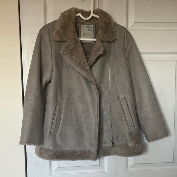 Zara KidsGray Faux Shearling Jacket Size 11-12